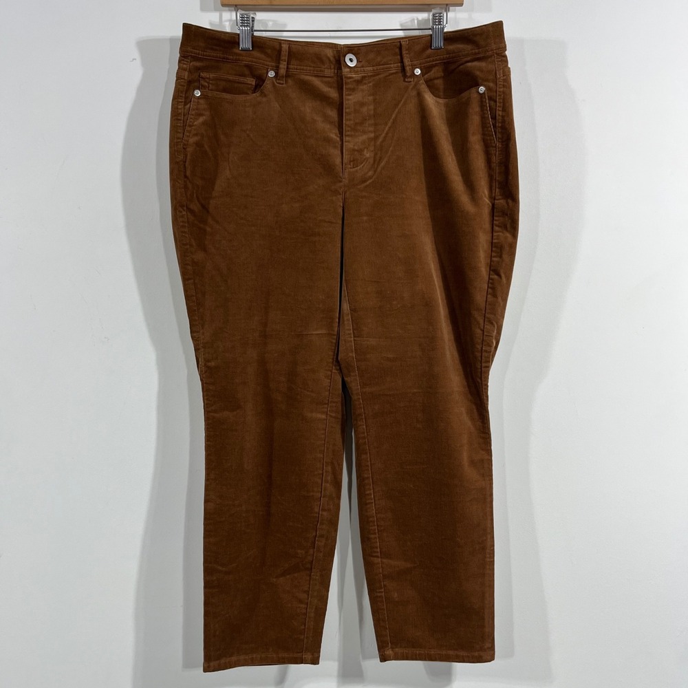 J. Jill Heritage Old Money Corduroy Pants Womens 18 Petite Brown Straight Leg